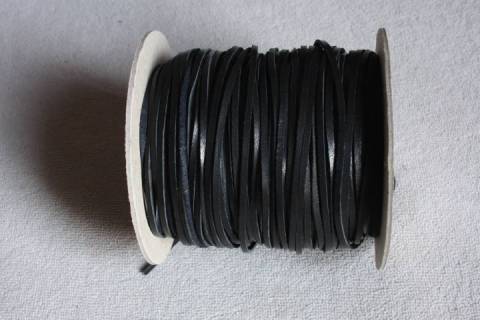 Lederb&auml;nder - Wasserb&uuml;ffellederband Schwarz - 2 mm