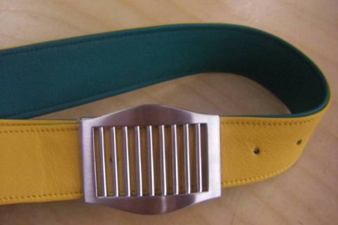 Leder Wendegürtel Gelb - Grün 162