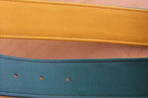 Leder Wendeg&uuml;rtel Gelb - Gr&uuml;n 162 - Bild: A4