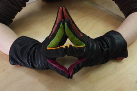 Mywalit - Leder - Design - Handschuhe schwarz-bunt - Bild: A1