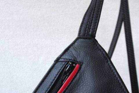 Lenz - Lederrucksack  Schwarz - Rot - Bild: A3