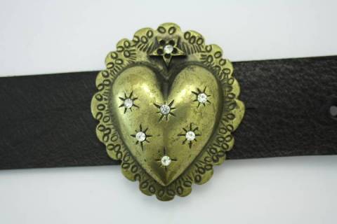 Herz / Strass Lederg&uuml;rtel 40 mm N1