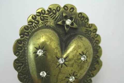 Herz - Strass - G&uuml;rtelschnallen Altmessing 40 mm 004-N1 - Bild: a1