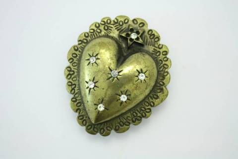 Herz - Strass - G&uuml;rtelschnallen Altmessing 40 mm 004-N1 - Bild: a2