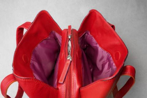 Mywalit Leder 3-Compartment Shopper Rot 680-25 - Bild: a6