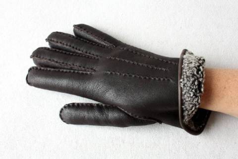 Roeckl - Lammfell Fingerhandschuhe - Nappiert - Braun - Bild: a6